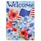 Welcome Patriotic Americana Outdoor Floral Garden Flag, 12.5" x 18"